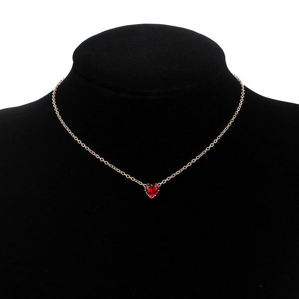 Red Heart Stone Clavicle Chain