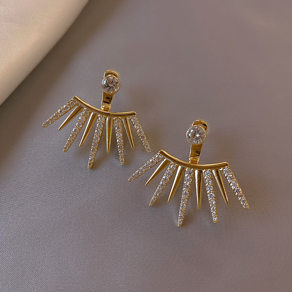 Gold Rhinestone Jacket Earrings