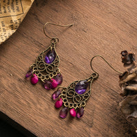 Purple & Pink Brass Vintage Earrings