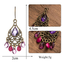 Purple & Pink Brass Vintage Earrings