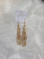 Beige Seed Bead Dangle Earrings