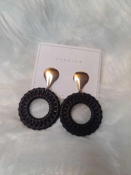 Black Rattan Style Earrings