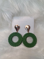 Green Rattan Style Earrings