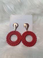 Red Rattan Style Earrings