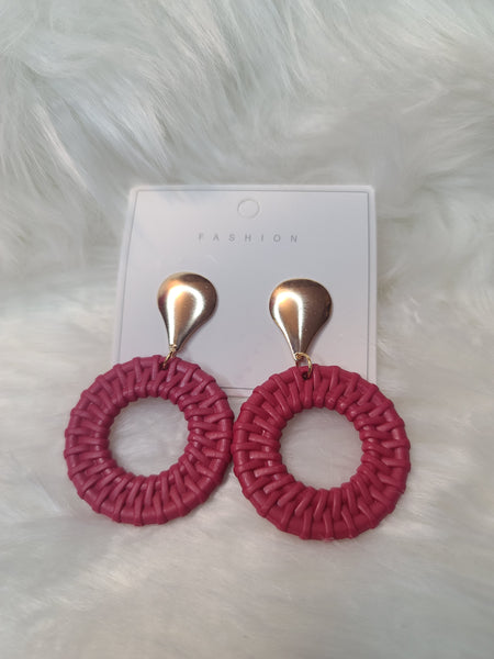 Magenta Rattan Style Earrings