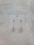 Gold Diamond Shaped Dangle Earrings