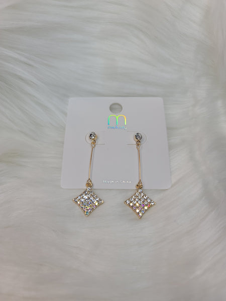 Gold Diamond Shaped Dangle Earrings