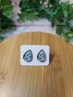 Striped Blue Rose Teardrop Druzy Earrings