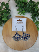 Navy Stone Antique Silver Earrings