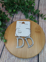 "D" Initial Silver Hoops