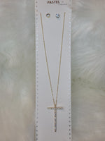 "T"  Initial Gold Med/Long Necklace w/ Earrings