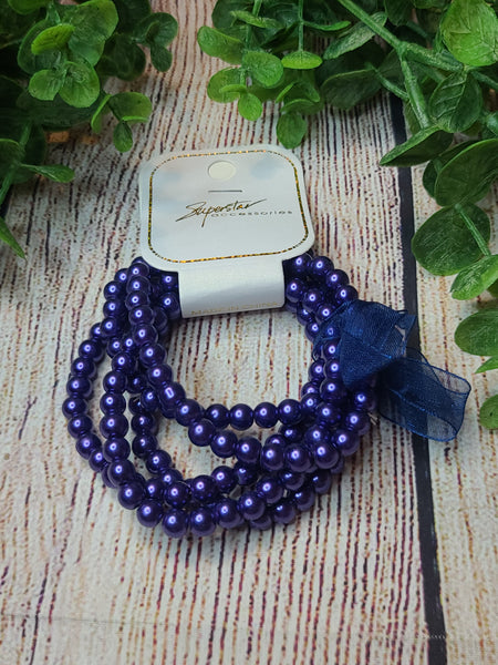 Royal Blue Pearl Bracelet Set