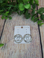 Silver Twisted CC Earrings