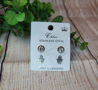 Stainless Steel Hamsa Hand Earring Set