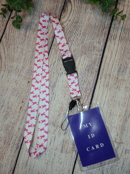 Breast Cancer Awarness Badge Lanyard