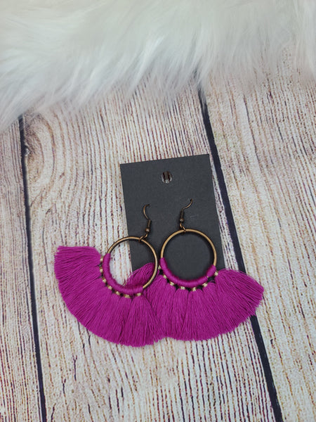 Magenta Tassel Earrings