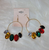 Multi Gem Gold Hoops