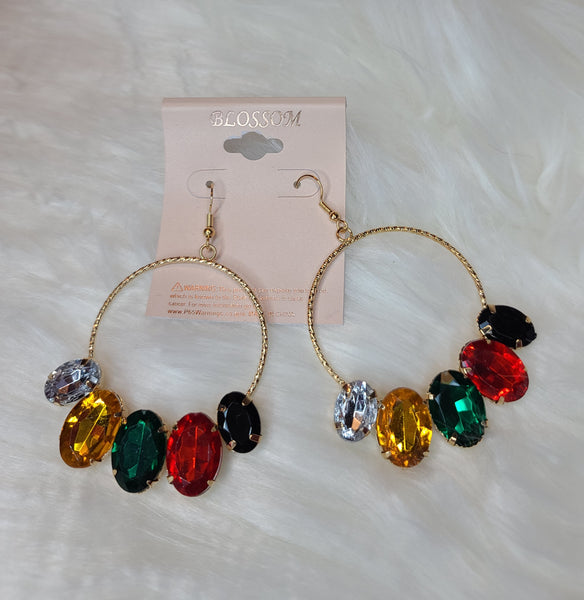 Multi Gem Gold Hoops