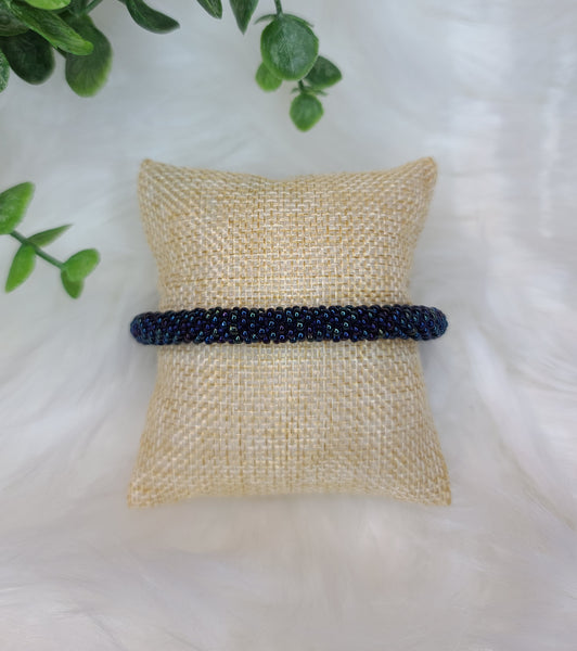 Navy Blue Oil Slick Nepal Roll On Bracelet