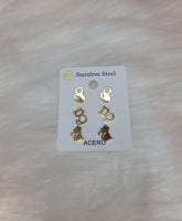 Gold Cats Stainless Steel Earring Set