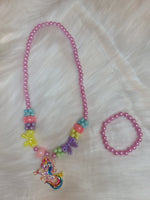 Unicorn Purple Necklace & Bracelet Set