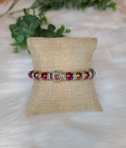 Lady of Guadalupe Pink/Gold Bracelet