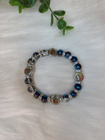 Lady of Guadalupe Blue & Clear Bead Bracelet