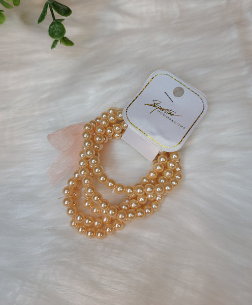 Peach Pearl Bracelet Set