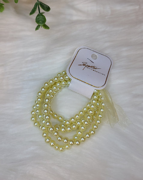 Pastel Yellow Pearl Bracelet Set