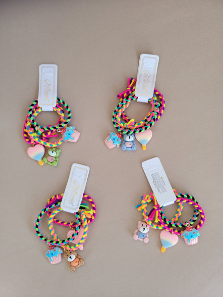 Neon Elastic Charm Bracelets/hair ties