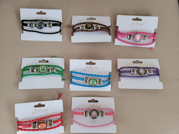 Leather Adjustable Snap Button Bracelets