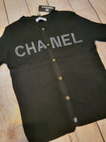 Inspired Chanel Black Ribbed Sweater