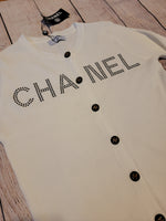 Inspired Chanel White Ribbed Sweater