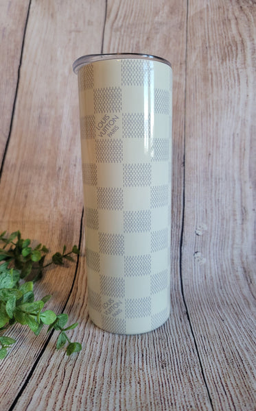 Cream LV Pattern Tumbler