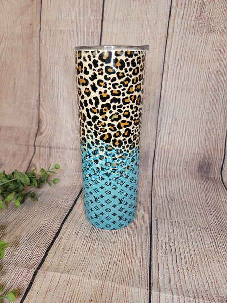 LV Blue Animal Print Tumbler