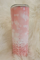 Pink Hearts Personalized Tumbler