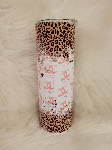 CC Pink&White Animal Print Tumbler