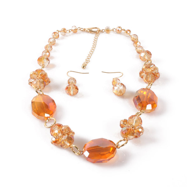 Orange Beaded Short Necklace set