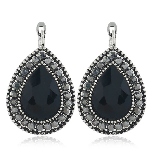 Retro Black Teardrop Earrings