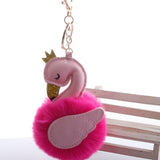 Flamingo Fur Ball Keychain