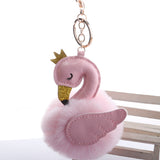 Flamingo Fur Ball Keychain