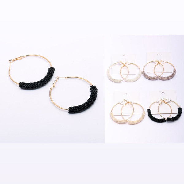 Beaded Gold Hoops