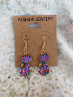 Purple Colorful Cat Earrings