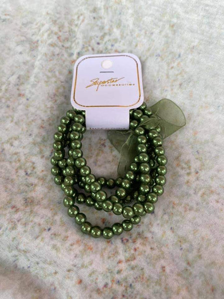 Green Pearl 5 Piece Bracelet Set