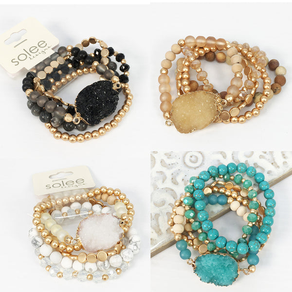 Druzy 5 piece Bracelet Set