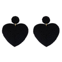 Black Bead Heart Earrings