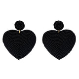 Black Bead Heart Earrings