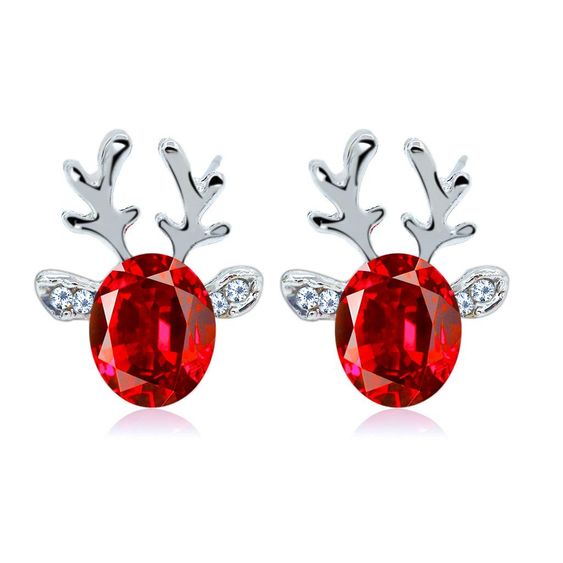 Christmas Crystal Reindeer Stud Earrings