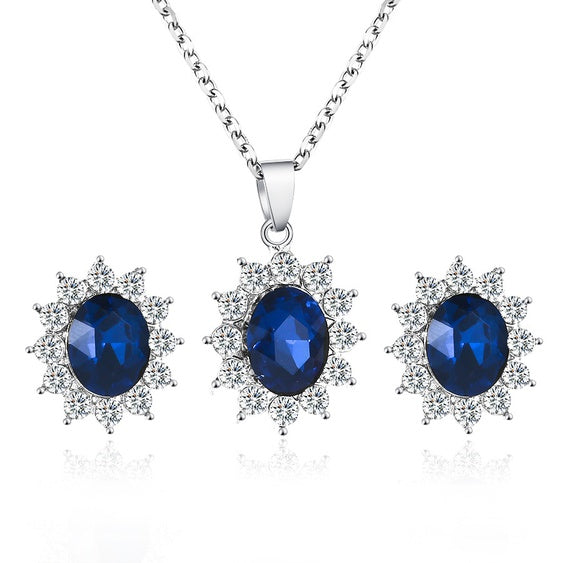 Blue Gem Necklace Set