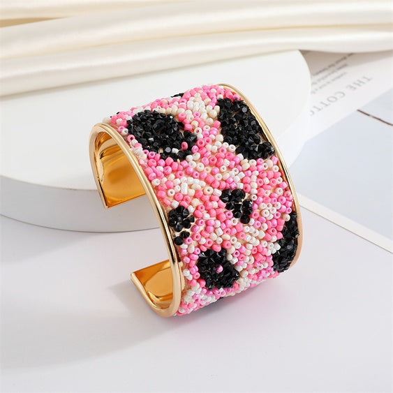 Rice Bead Animal Print Cuff Bracelet